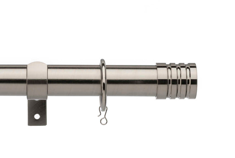 28mm Universal Metal Pole Satin Steel Barrel Finial