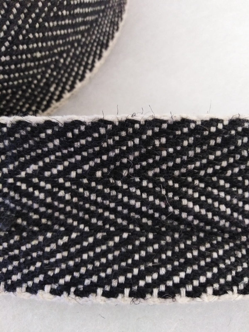 Herringbone Black and White (33m or 15m roll) Webbing 2" Wide (50mm)