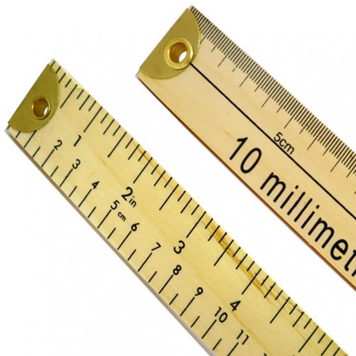 Wooden Metre Rule (Brass Ends)