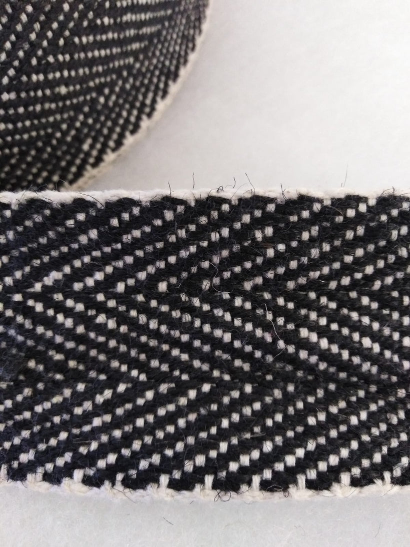 Upholstery Webbing - Herringbone Weave Black/White